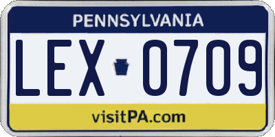 PA license plate LEX0709