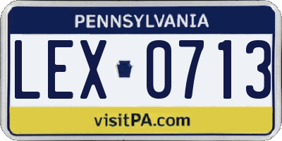 PA license plate LEX0713