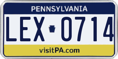 PA license plate LEX0714