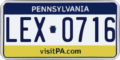 PA license plate LEX0716