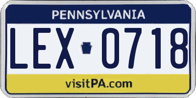 PA license plate LEX0718