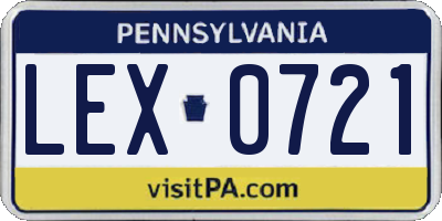 PA license plate LEX0721