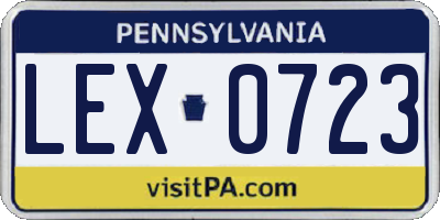 PA license plate LEX0723