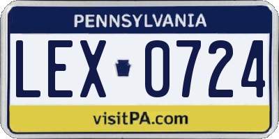 PA license plate LEX0724