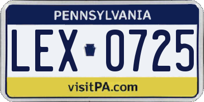 PA license plate LEX0725