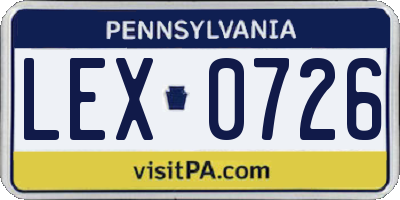 PA license plate LEX0726