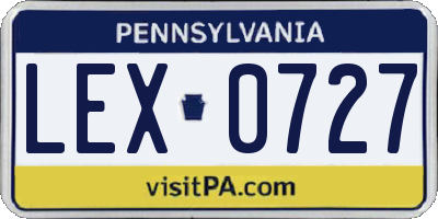 PA license plate LEX0727