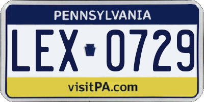 PA license plate LEX0729