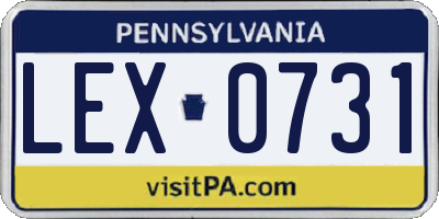 PA license plate LEX0731
