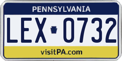 PA license plate LEX0732