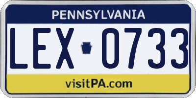 PA license plate LEX0733