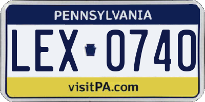 PA license plate LEX0740