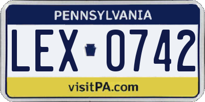PA license plate LEX0742