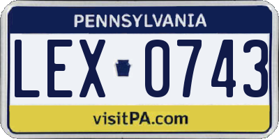 PA license plate LEX0743