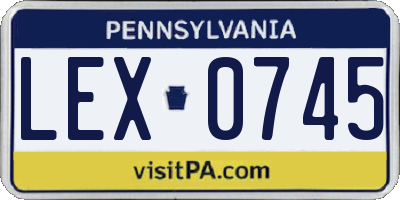 PA license plate LEX0745