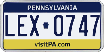 PA license plate LEX0747