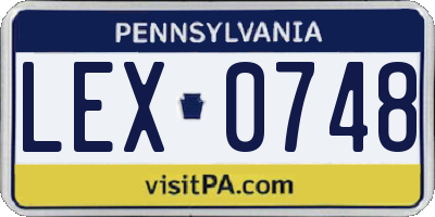 PA license plate LEX0748