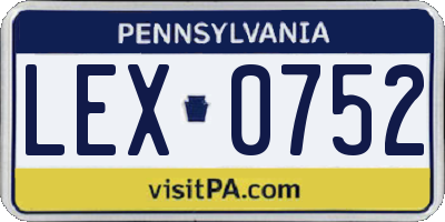 PA license plate LEX0752