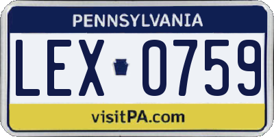 PA license plate LEX0759