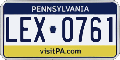 PA license plate LEX0761
