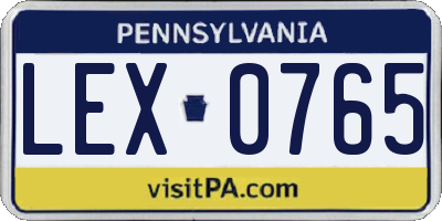 PA license plate LEX0765