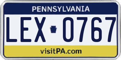 PA license plate LEX0767