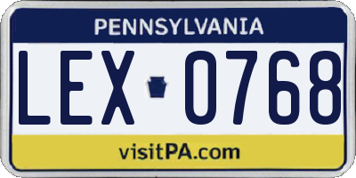 PA license plate LEX0768