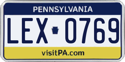 PA license plate LEX0769