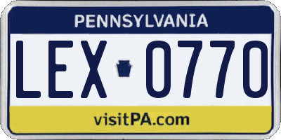 PA license plate LEX0770
