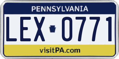 PA license plate LEX0771