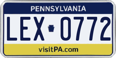 PA license plate LEX0772