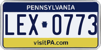 PA license plate LEX0773