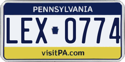 PA license plate LEX0774