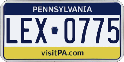 PA license plate LEX0775