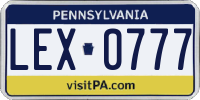 PA license plate LEX0777