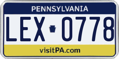 PA license plate LEX0778