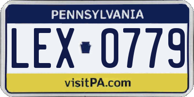 PA license plate LEX0779