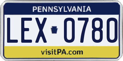 PA license plate LEX0780