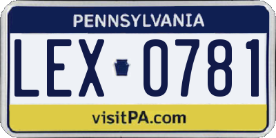 PA license plate LEX0781