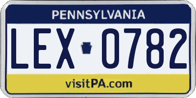 PA license plate LEX0782