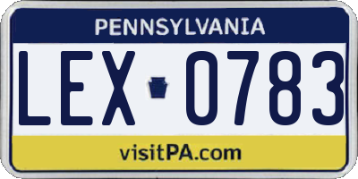 PA license plate LEX0783