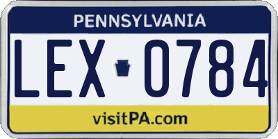 PA license plate LEX0784