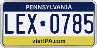 PA license plate LEX0785
