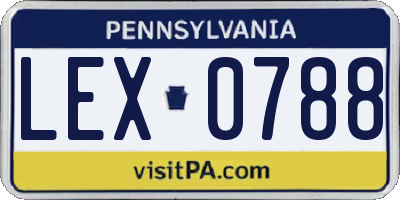 PA license plate LEX0788