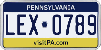 PA license plate LEX0789