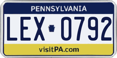 PA license plate LEX0792