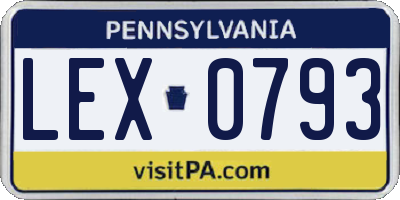 PA license plate LEX0793