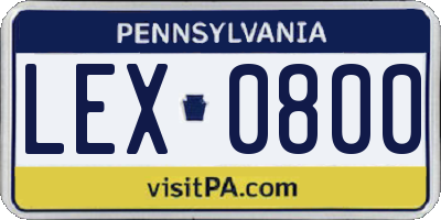 PA license plate LEX0800