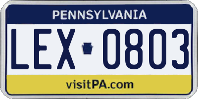 PA license plate LEX0803