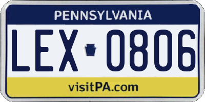 PA license plate LEX0806